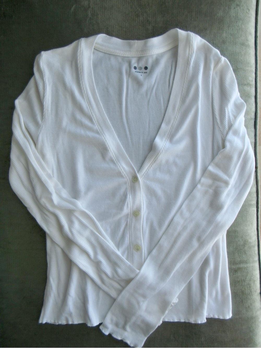 THREE DOTS White Ribbed Button Down
